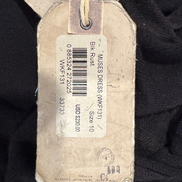 AllSaints Spitalfields Muses Dress WKF131 – Size 10 UK – Black Rust – NWT - Picture 9 of 10